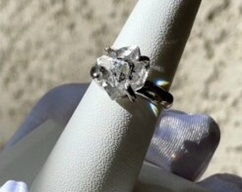 Herkimer Diamant Kristall Ring, Rohkristall Ring, Natürlicher Kristall Ring, Kristall Verlobungsring, Unikat Kristall Ring