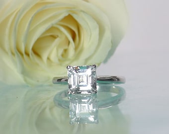 Asscher Cut Engagement Ring, Square Engagement Ring, Square Solitaire Engagement Ring, Square Solitaire Ring, One Carat Ring, RIng