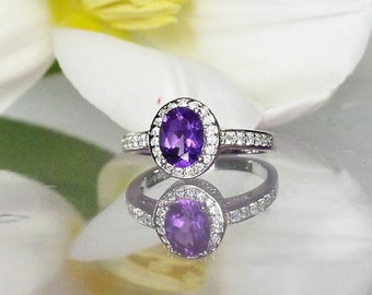 Purple Amethyst Ring, Amethyst Ring, Silver Amethyst Ring, February Birthstone, Gemstone Ring, Natural Amethyst Ring