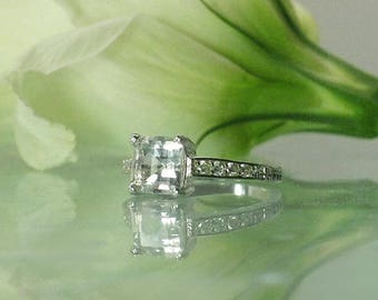 Square Engagement Ring, Princess Cut Ring, Princess Cut Engagement Ring, Square Solitaire Ring, Square Sterling Ring, Diamond Alternative
