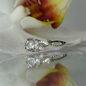 Dainty Leaf Ring, Dainty Solitaire Ring, Solitaire Ring, Herkimer Ring, Herkimer Diamond Ring, Unique Solitaire Ring