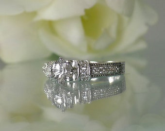 Unique Art Deco Ring, Dainty Engagement Ring, Dainty Herkimer Diamond Ring, Dainty Art Deco Ring, Herkimer Diamond Ring