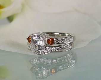 Garnet Birthstone Ring, January Birthstone Ring, Herkimer Diamond, Herkimer Ring, Garnet Ring, Herkimer, Three Stone Ring