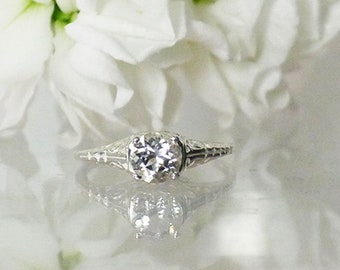 V3Jewelry Sterling Silver Solitaire Ring With Natural Gemstone & White Topaz