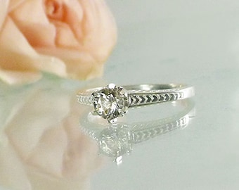Antique Style Ring, Herkimer Diamond, Traditional Ring, Engagement Ring, Antique Ring, Vintage Style Ring, Diamond Alternative, Solitaire