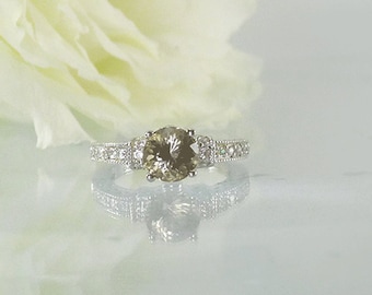 Diamond Alternative Ring, Herkimer Diamond Rings, Herkimer Diamond Jewelry, Round Herkimer Diamond Ring