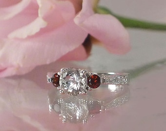 Garnet Mothers Ring - Etsy