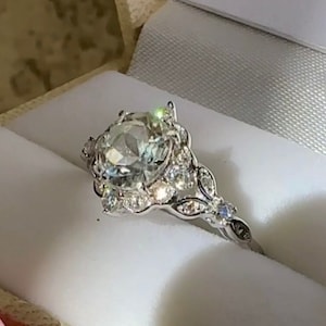 White Topaz, White Topaz Ring, Sterling Silver, White Topaz Halo Ring, White Topaz Engagement Ring