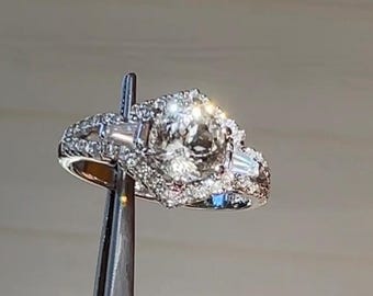 Art Deco Herkimer Diamond Ring, Sterling Silver Solitaire Engagement Ring