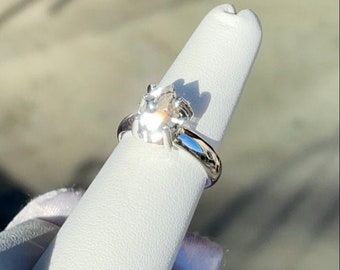 Herkimer Diamond Crystal Ring, Raw Crystal Ring, Natural Crystal Ring, Crystal Engagement Ring, Unique Crystal Ring