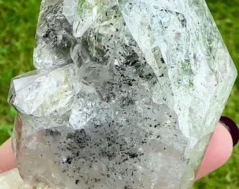 Large Calcite Herkimer Cluster Crystal, Double Terminated Points, Fossil Inclusions, New York Mine Find