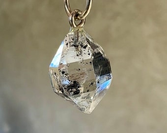 Raw Crystal Jewelry, Raw Crystal White Gold Pendant, Raw Crystal, Herkimer Diamond Pendant, Herkimer Crystal Pendant, Raw Quartz Jewelry