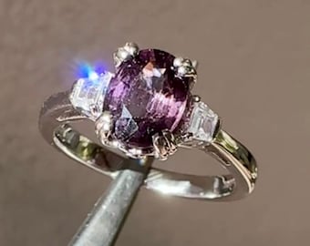 天然ダークパープルスピネル スターリングシルバーリング - Etsy 日本