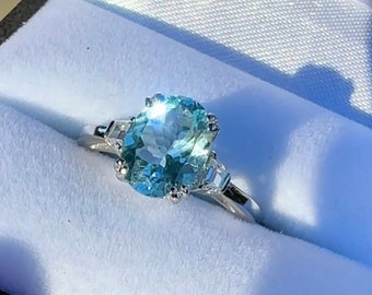 March Birthday, March Birthstone, Aquamarine Ring, Halo Ring, Aquamarine, Blue Gemstone Ring, Unique Ring, Promise Ring, Birthstone Ring