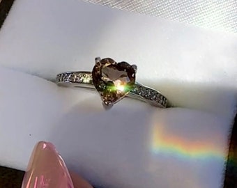 Heart Ring, Heart Engagement Ring, Heart Wedding Set, Herkimer Heart Ring, Unique Engagement Ring, Heart Engagement Ring