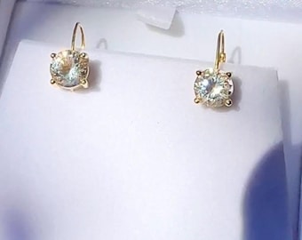 Round Dangle Earrings, Herkimer Diamond, Diamond Alternative, Lever Back