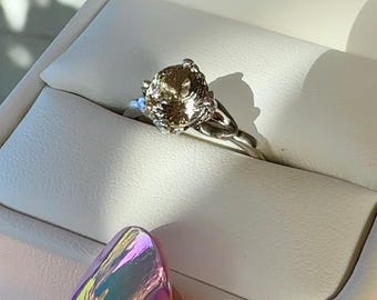 Herkimer Diamond Ring, Black Gemstone, Custom Ring Design