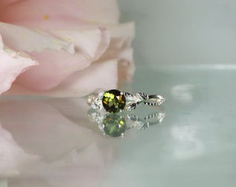 Tourmaline Ring, Tourmaline Engagement Ring, Green Tourmaline Ring, Engagement Ring, Green Engagement Ring, Gemstone Wedding Set, Tourmaline