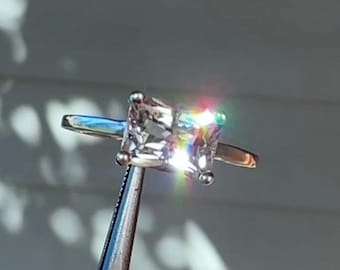 Emerald Cut Engagement Ring, Herkimer Diamond, Solitaire