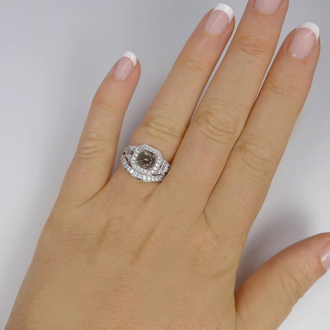 Unique Wedding Set Gemstone Wedding Set Diamond Alternative Etsy