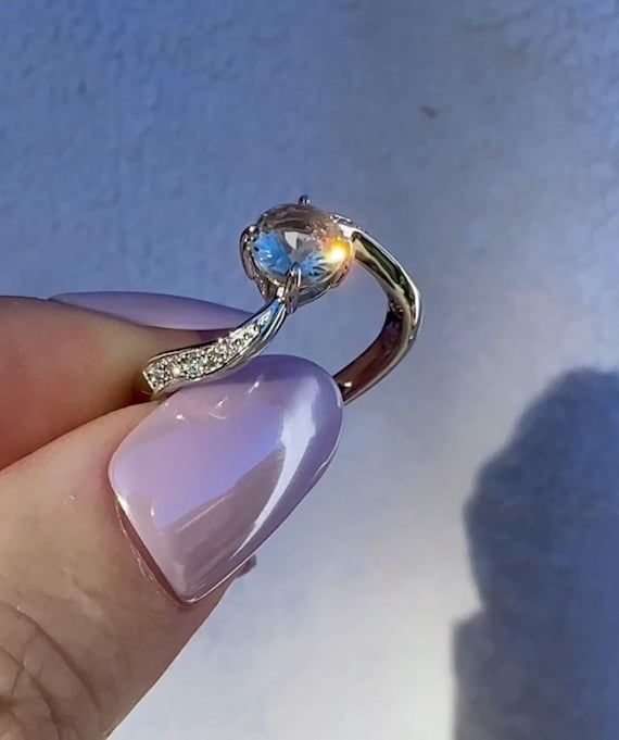 Twist Ring, Twist Engagement Ring, Round Engagement Ring, Herkimer Diamond Ring, Herkimer Diamond
