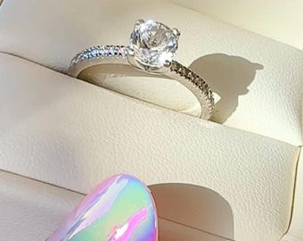 Dainty Engagement Ring, Dainty Solitaire Ring, Dainty Ring, Dainty Promise Ring, Antique Style Ring