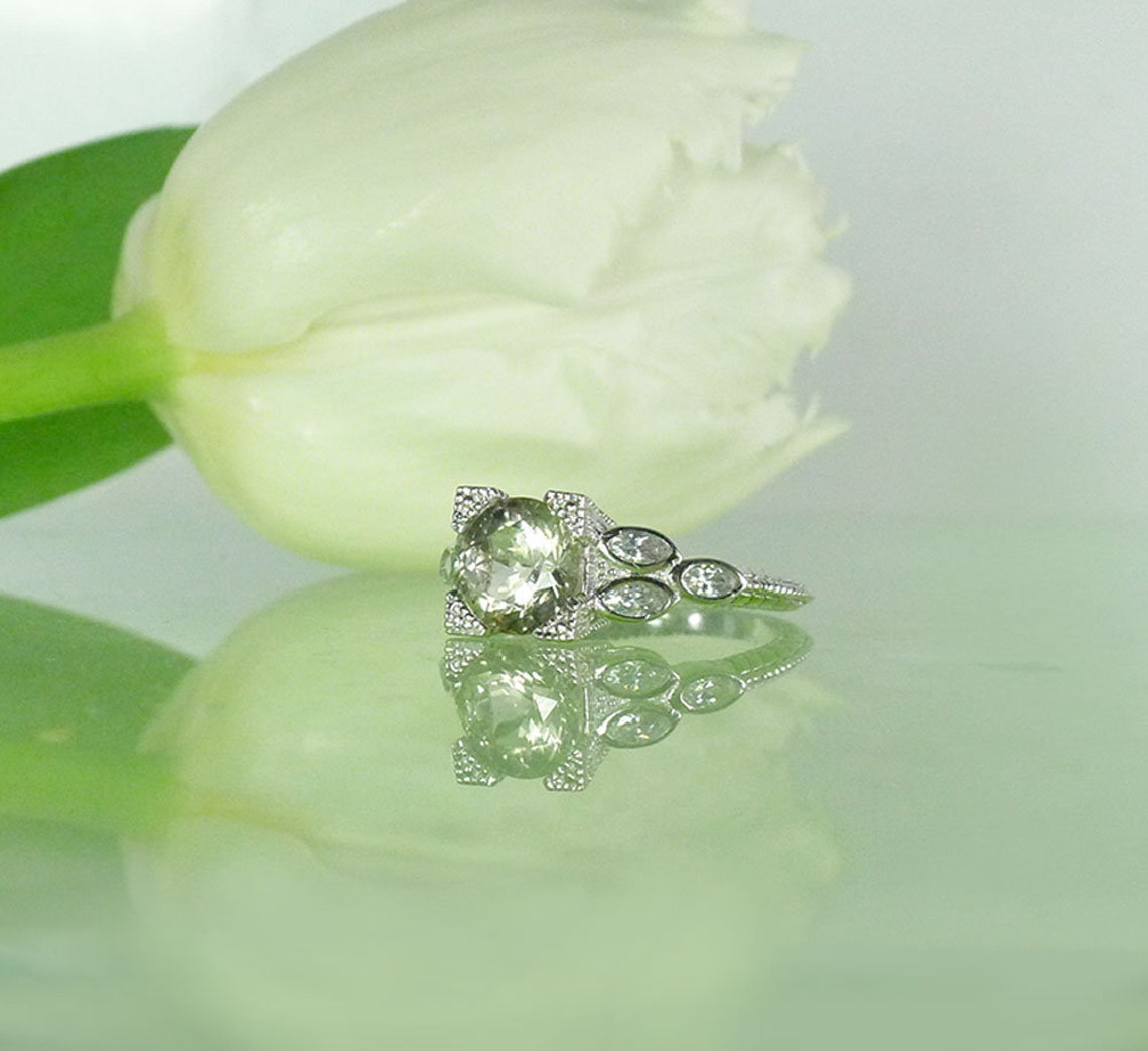 Leaf Ring Flower Ring Floral Engagement Ring Engagement Etsy