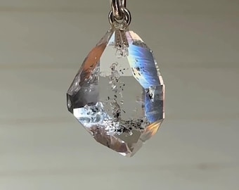 Raw Crystal Jewelry, White Gold, Crystal Pendant, Herkimer Diamond