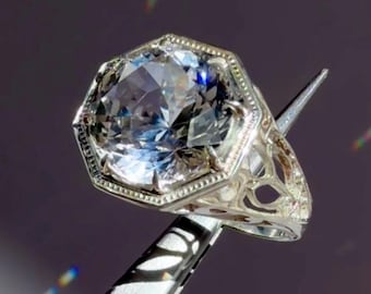 Art Deco Ring Design, Art Deco Ring, Antique Style Ring, Herkimer Diamond, Engagement Ring, Diamond Alternative, Conflict Free Ring