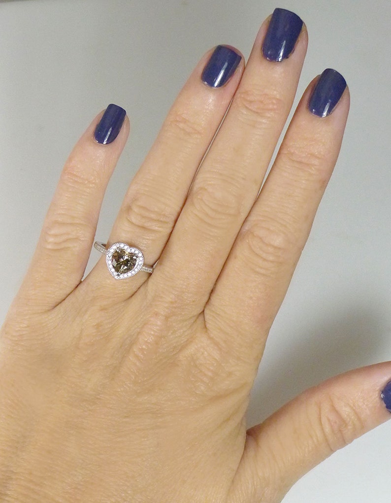 Heart Ring, Heart Engagement Ring, Heart Wedding Set, Herkimer Heart Ring, Unique Engagement Ring, Heart Engagement Ring image 2
