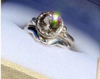 Wedding Set, Herkimer Diamond Ring, Diamond Alternative, Ethical Jewelry