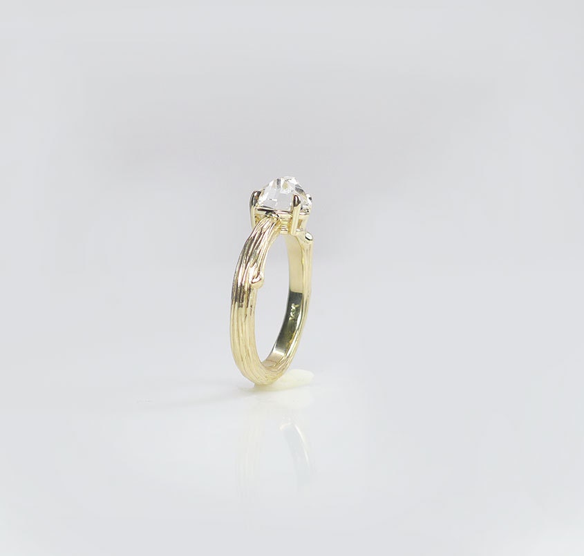 Raw Crystal Wedding Ring Tree Branch Ring Gold Tree Branch Etsy
