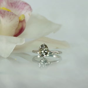 Herkimer Diamond Ring, Solitaire Diamond Alternative, Gift for Her, Sterling Engagement Ring, Handmade Jewelry, Wedding Ring