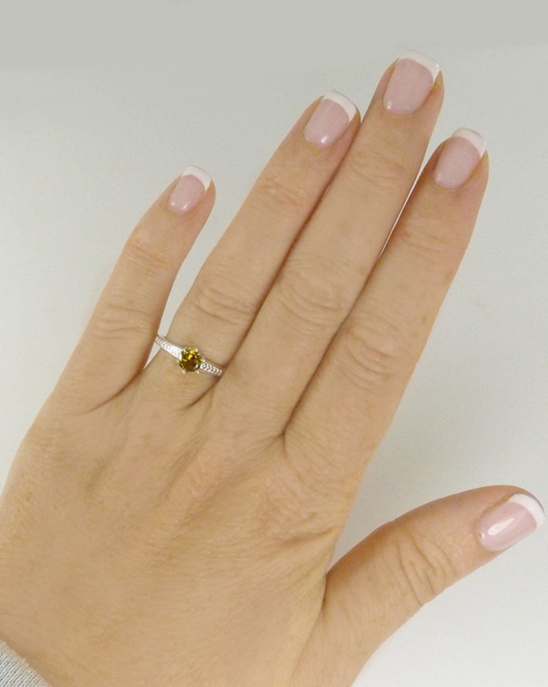 Birthstone Solitaire Ring Tourmaline Solitaire Ring October Birthstone Ring Yellow Tourmaline Ring Tourmaline Sterling Ring