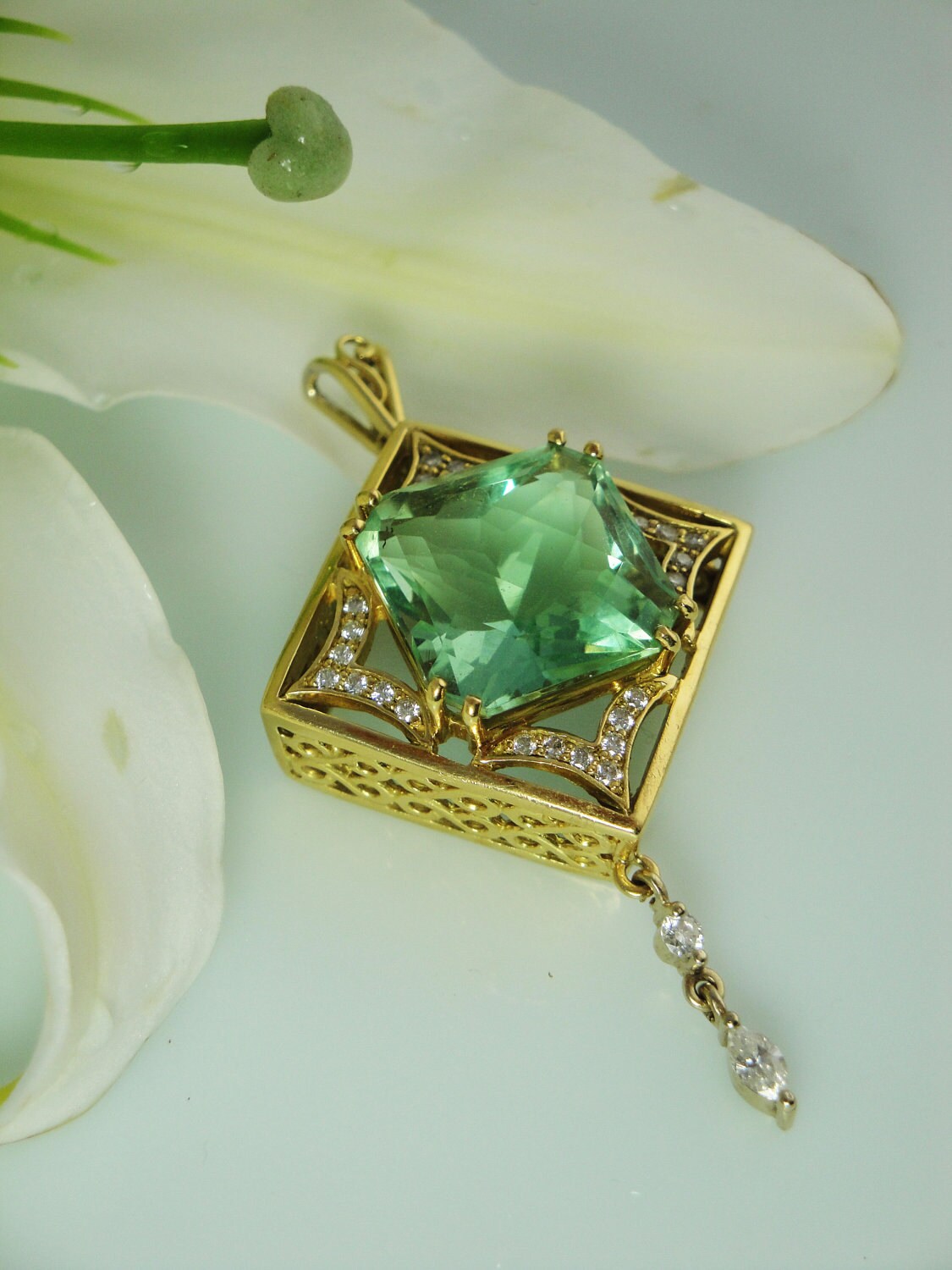 Custom Jewelry Design 8k Gold Custom Jewelry Green Fluorite Etsy