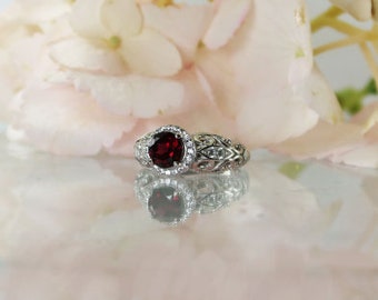 Rhodolite Garnet Ring, Rhodolite Garnet Jewelry, Red Garnet Ring, Vine Ring, Unique Rings, Unique Jewelry