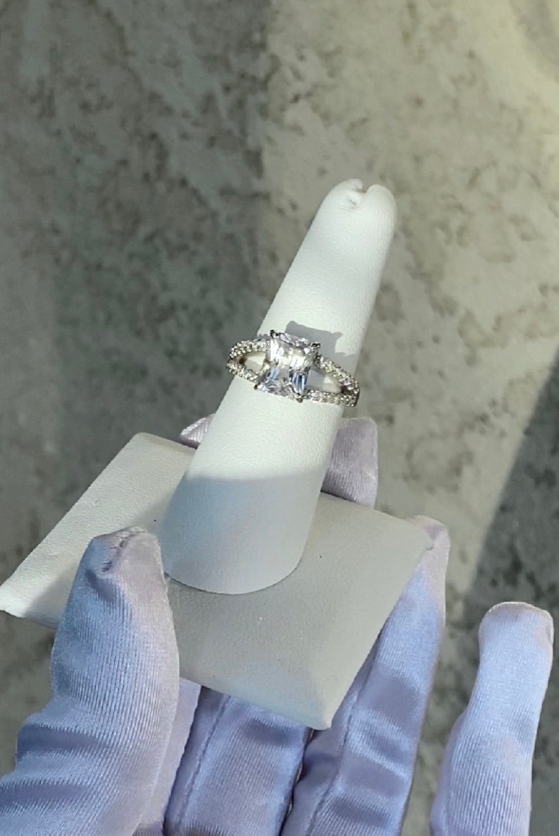 Scissor Cut Ring Scissor Cut Engagement Ring Emerald Cut Etsy