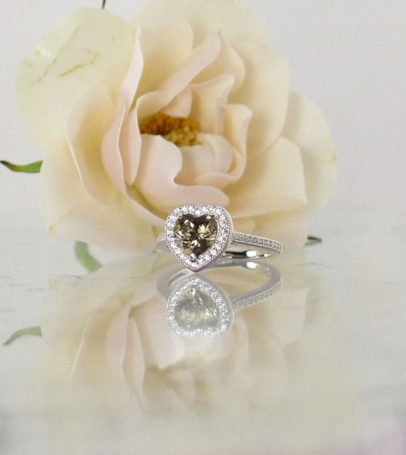 Heart Ring, Heart Engagement Ring, Heart Wedding Set, Herkimer Heart Ring, Unique Engagement Ring, Heart Engagement Ring image 1