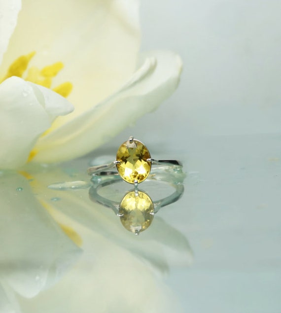 Anello di fidanzamento di berillo giallo, anello solitario, anello