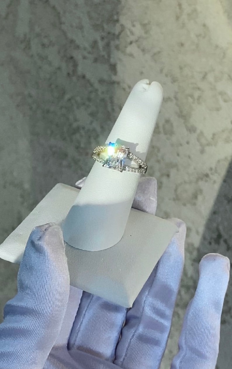 Scissor Cut Ring Scissor Cut Engagement Ring Emerald Cut Etsy