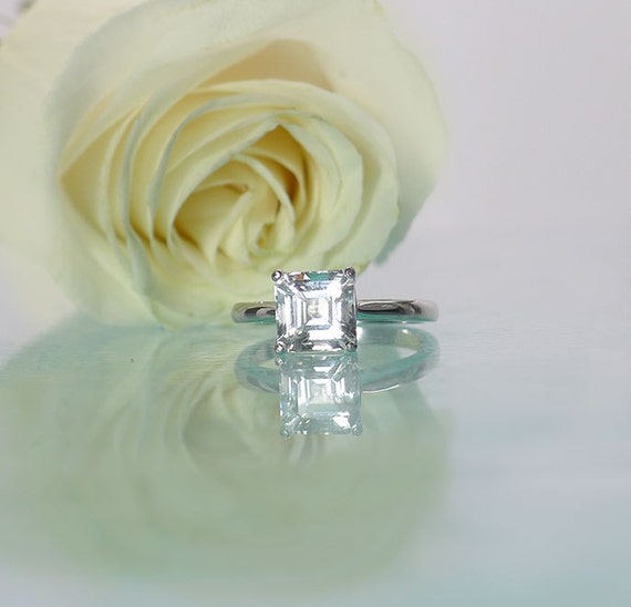 Sterling Silver Square CZ Solitaire Ring – Modern .925 Silver Band, Size 11