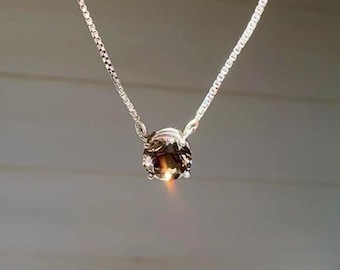 Herkimer Diamond Jewelry, Solitaire Necklace, Smoky Gemstone