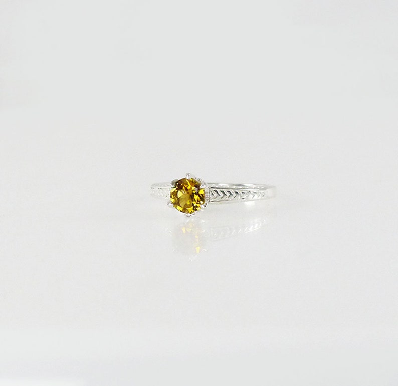 Birthstone Solitaire Ring Tourmaline Solitaire Ring October Birthstone Ring Yellow Tourmaline Ring Tourmaline Sterling Ring