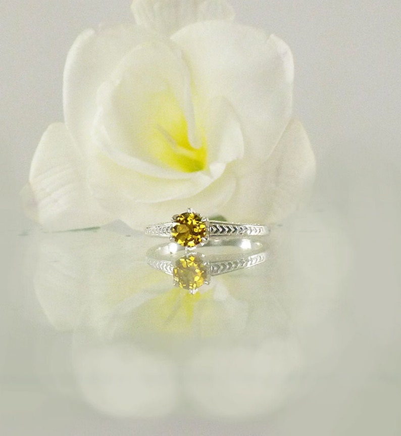 Birthstone Solitaire Ring Tourmaline Solitaire Ring October Birthstone Ring Yellow Tourmaline Ring Tourmaline Sterling Ring