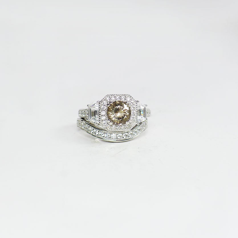 Unique Wedding Set Gemstone Wedding Set Diamond Alternative Etsy