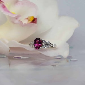 Garnet Butterfly Ring, Pink Engagement Ring, Pink Butterfly Ring, Birthstone Ring, Wedding, Bridal, Natural Gemstone Ring, Garnet Ring