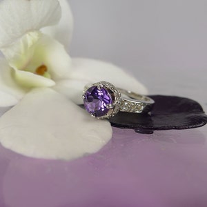 Purple Amethyst Ring, Amethyst Ring, Silver Amethyst Ring, February Birthstone, Gemstone Ring, Natural Amethyst Ring