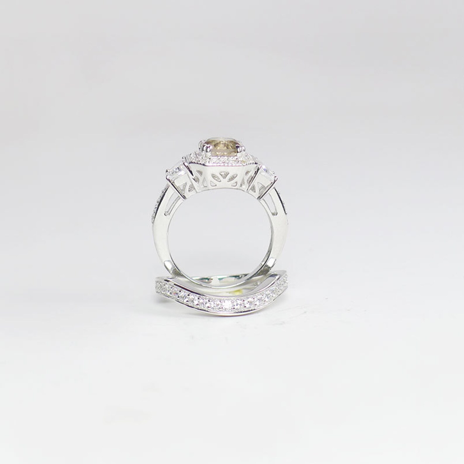 Unique Wedding Set Gemstone Wedding Set Diamond Alternative Etsy