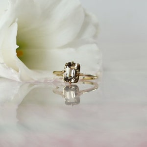 Unique Solitaire Ring, Herkimer Diamond Ring, Unique Engagement Ring, Yellow Gold Ring, Herkimer Diamond Solitaire Ring