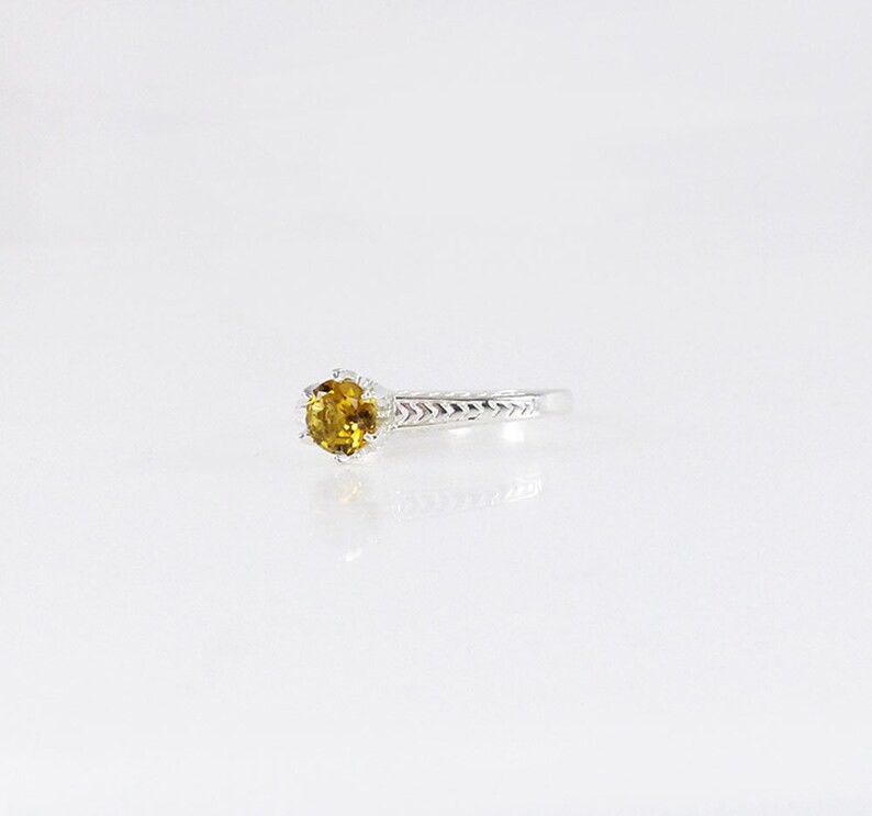 Birthstone Solitaire Ring Tourmaline Solitaire Ring October Birthstone Ring Yellow Tourmaline Ring Tourmaline Sterling Ring